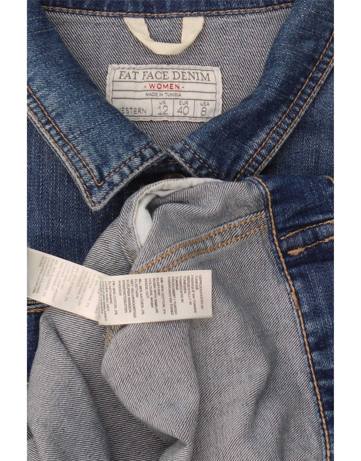 Fat Face Damen Jeansjacke UK 12 Mittelblaue Baumwolle