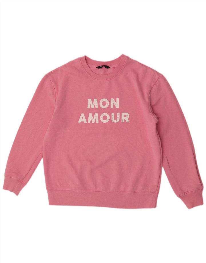 Marks & Spencer Damen-Sweatshirt mit Grafik, UK 12, mittelrosa, Baumwolle