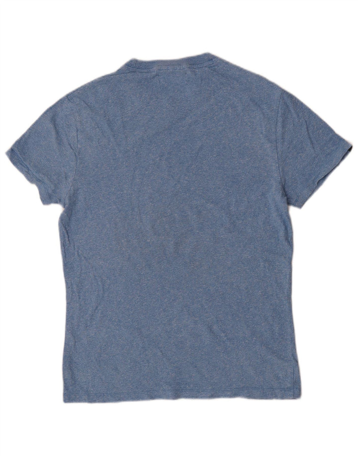 Superdry Herren T-Shirt-Oberteil aus mittelblau gefleckter Baumwolle