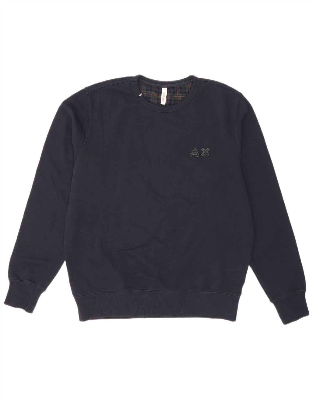 Sun68 Herren-Sweatshirt-Pullover, groß, marineblau, kariert, Baumwolle