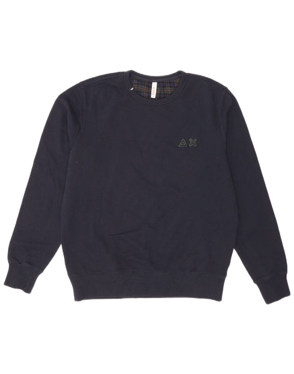 Sun68 Herren-Sweatshirt-Pullover, groß, marineblau, kariert, Baumwolle
