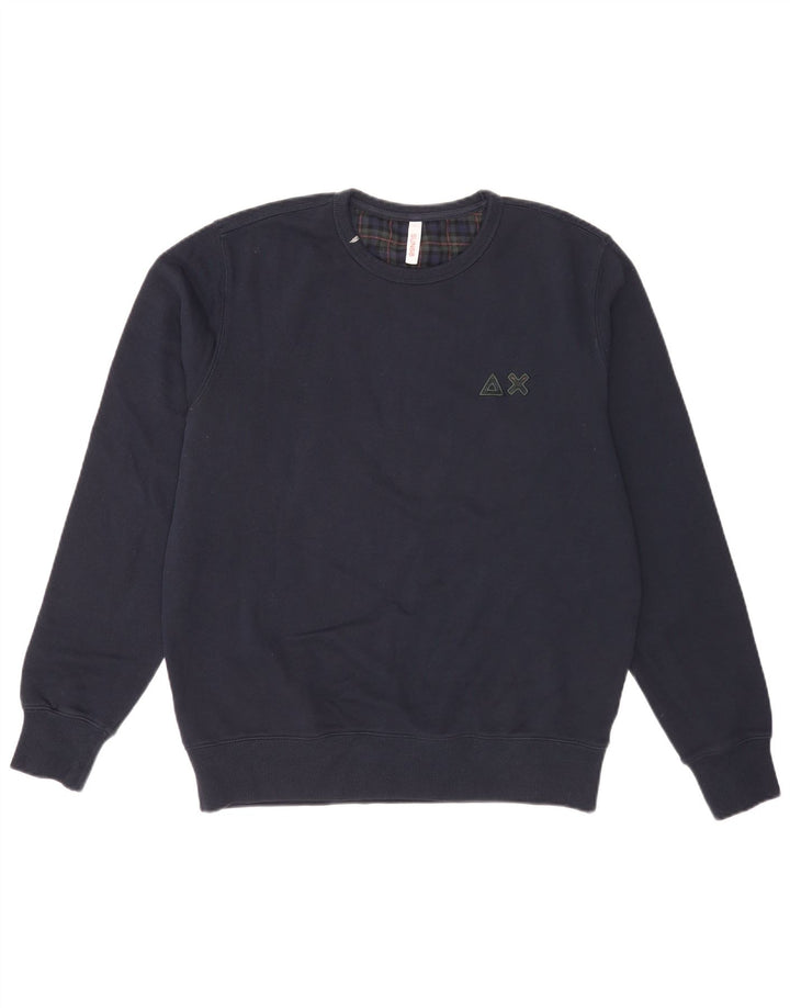 Sun68 Herren-Sweatshirt-Pullover, groß, marineblau, kariert, Baumwolle