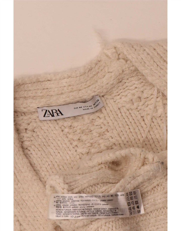 Übergroßer Pullover für Damen von Zara, Gr. 14, Medium, gebrochenes Weiß, Acryl