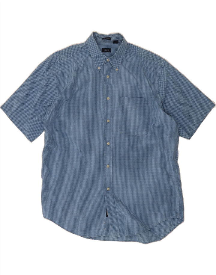 IZOD Mens Short Sleeve Shirt Large Blue Gingham Cotton Vintage Izod and Second-Hand Izod from Messina Hembry 