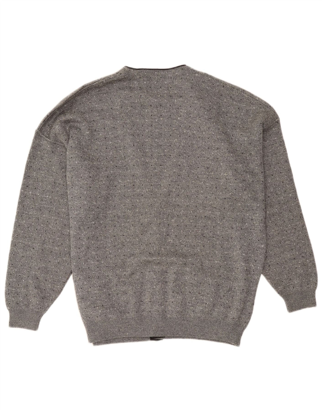 Il Granchio Herren-Strickjacke aus mittelgrau gesprenkelter Wolle