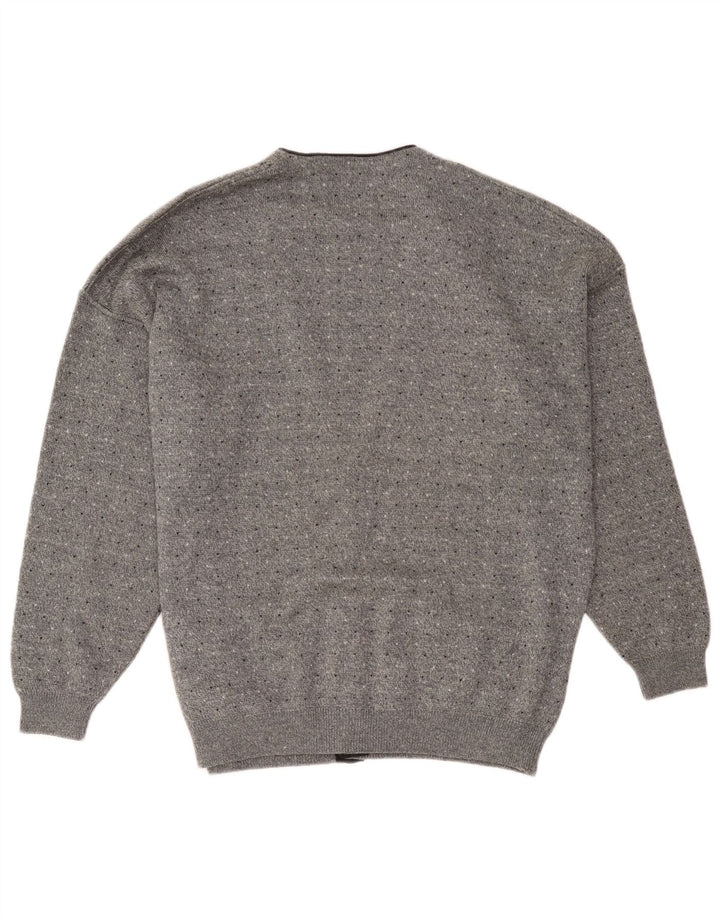 Il Granchio Herren-Strickjacke aus mittelgrau gesprenkelter Wolle