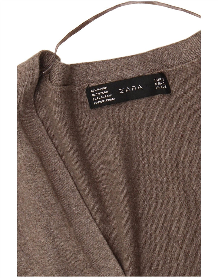 ZARA Damen-Cardigan-Pullover UK 10 Kleiner grauer Rayon