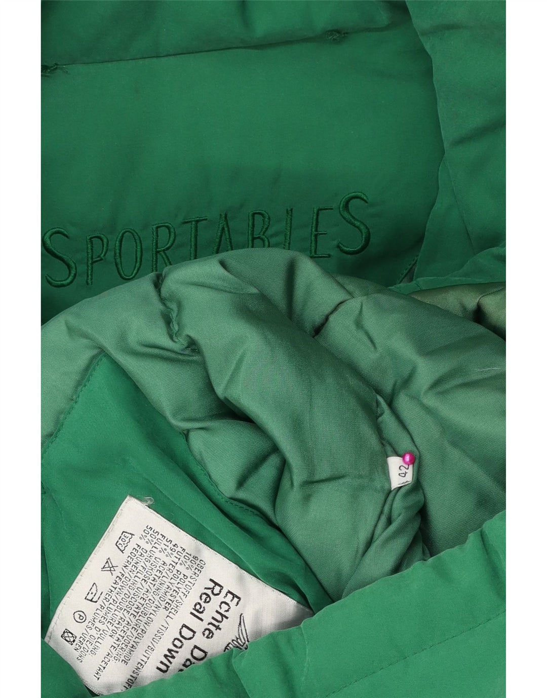 VINTAGE Übergroßer gepolsterter Damenmantel EU 42 Großes grünes Polyester