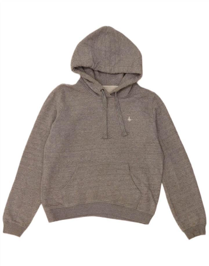 JACK WILLS Damen Übergroßer Kapuzenpullover UK 10 Small Graue Baumwolle