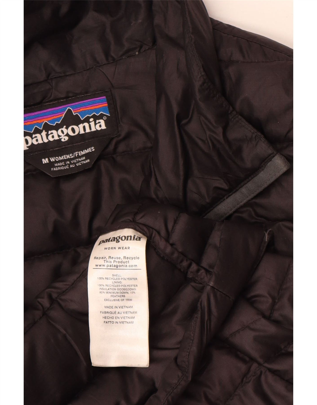 Patagonia Damen Wattierte Weste UK 12 Medium Schwarz Polyester