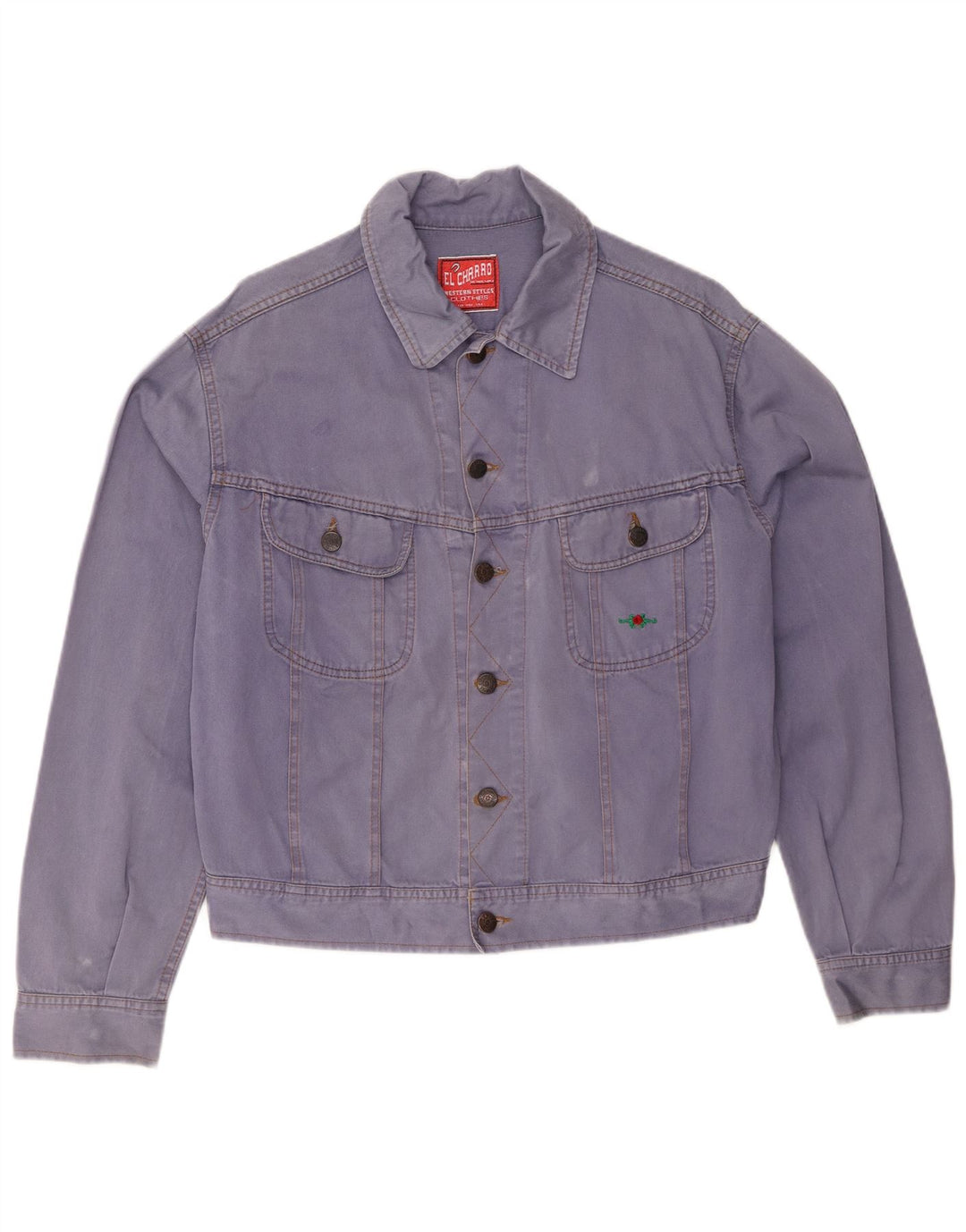 EL CHARRO Damen Crop Oversized Jeansjacke UK 14 Mittelblaue Baumwolle