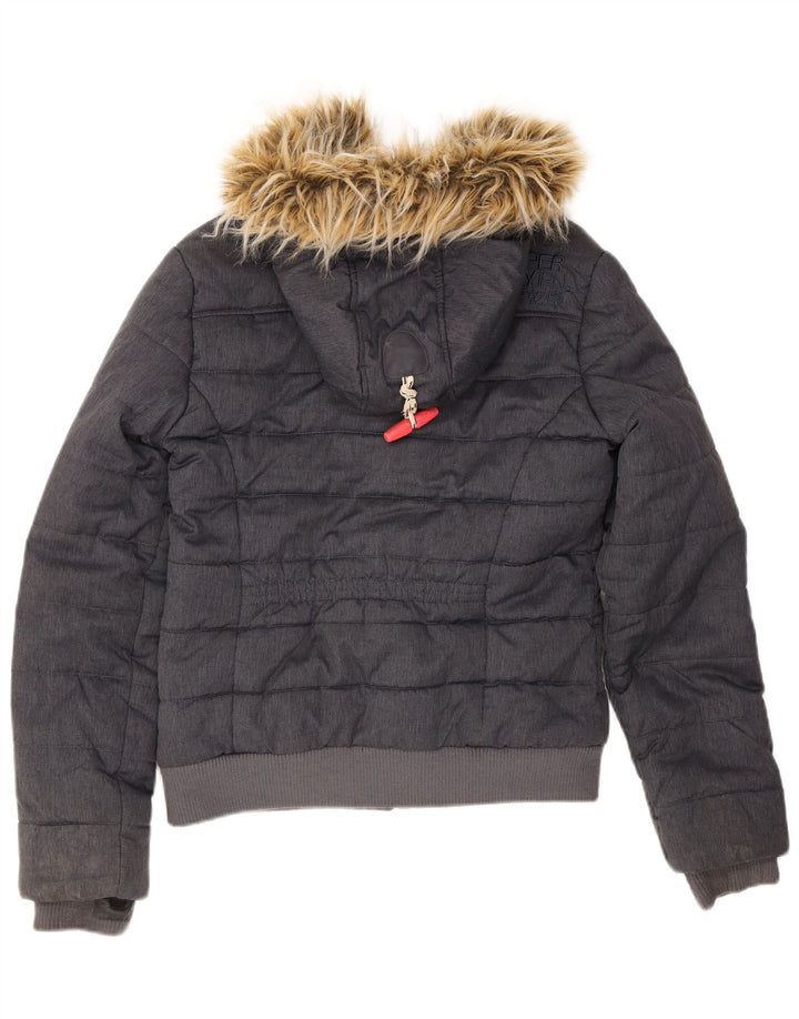 Superdry Wattierte Jacke mit Kapuze für Damen UK 12 Medium Marineblau Polyester