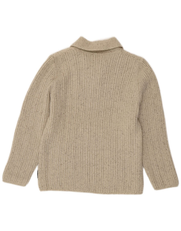 Vintage Damen Schalhalspullover Pullover EU 40 Medium Off White Flecked