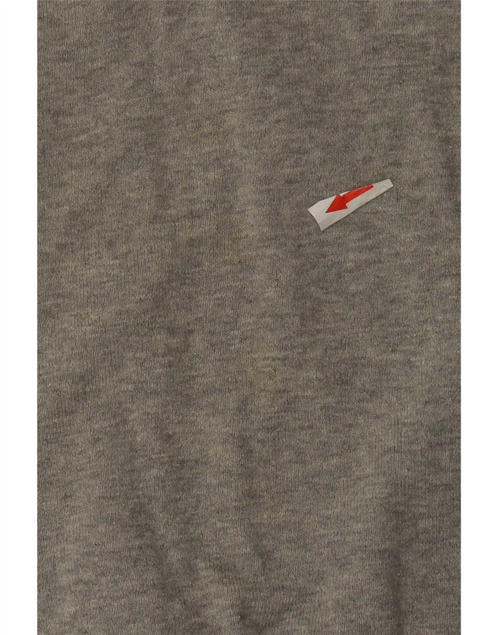 Zara Herren-Pullover, kurzärmelig, V-Ausschnitt, groß, grau gefleckt