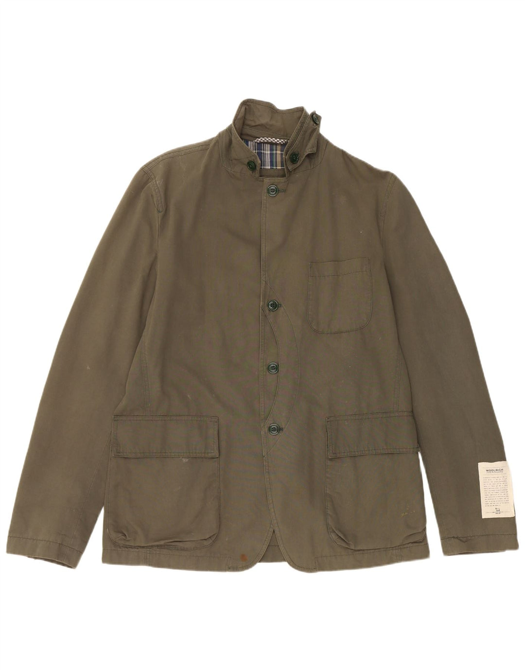 Woolrich Herren-Utility-Jacke UK 40 Large aus grüner Baumwolle