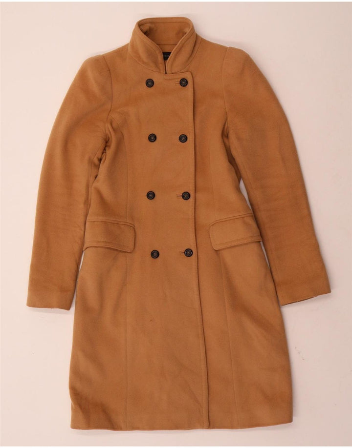 ZARA Damen Zweireihiger Mantel UK 12 Mittelbraune Wolle
