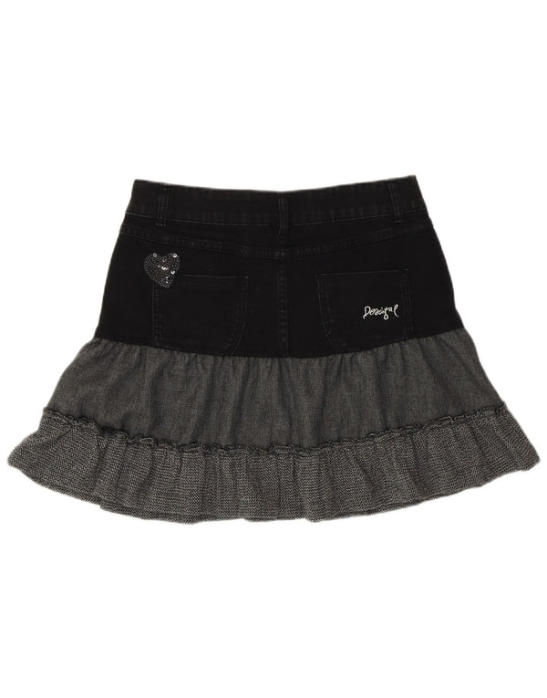 Desigual Damen Mini-Jeansrock EU 36 Small W27 Schwarze Colourblock-Baumwolle