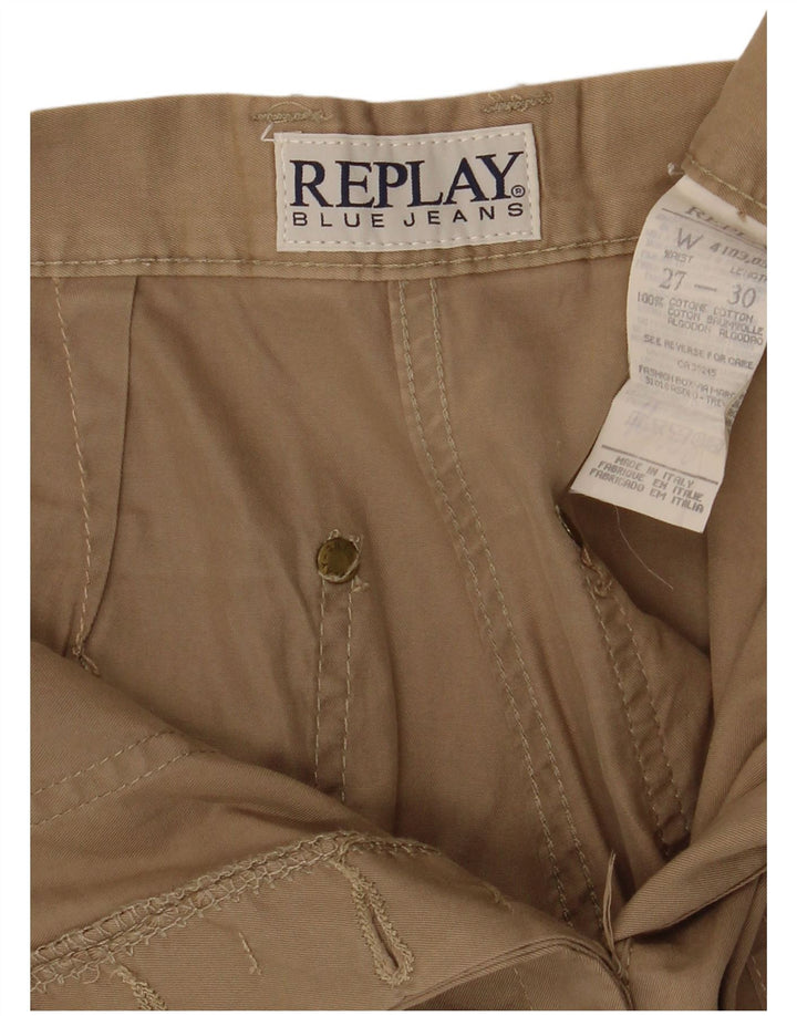 Gerade Damen-Cargohose von REPLAY, W27, L30, Beige, Baumwolle