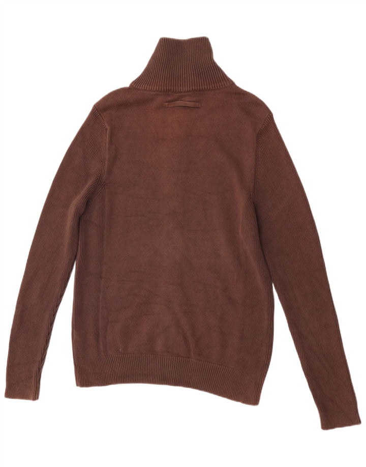 Zara Herren-Strickjacke, groß, braune Baumwolle