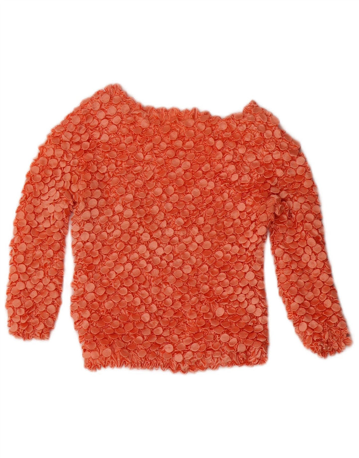 Vintage Damen Crop 3/4 Ärmel Bluse Top UK 10 Small Rot Polyester