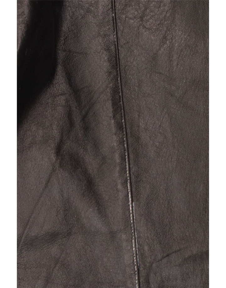 Vintage Damen Ledermantel IT 50 XL Schwarzes Leder