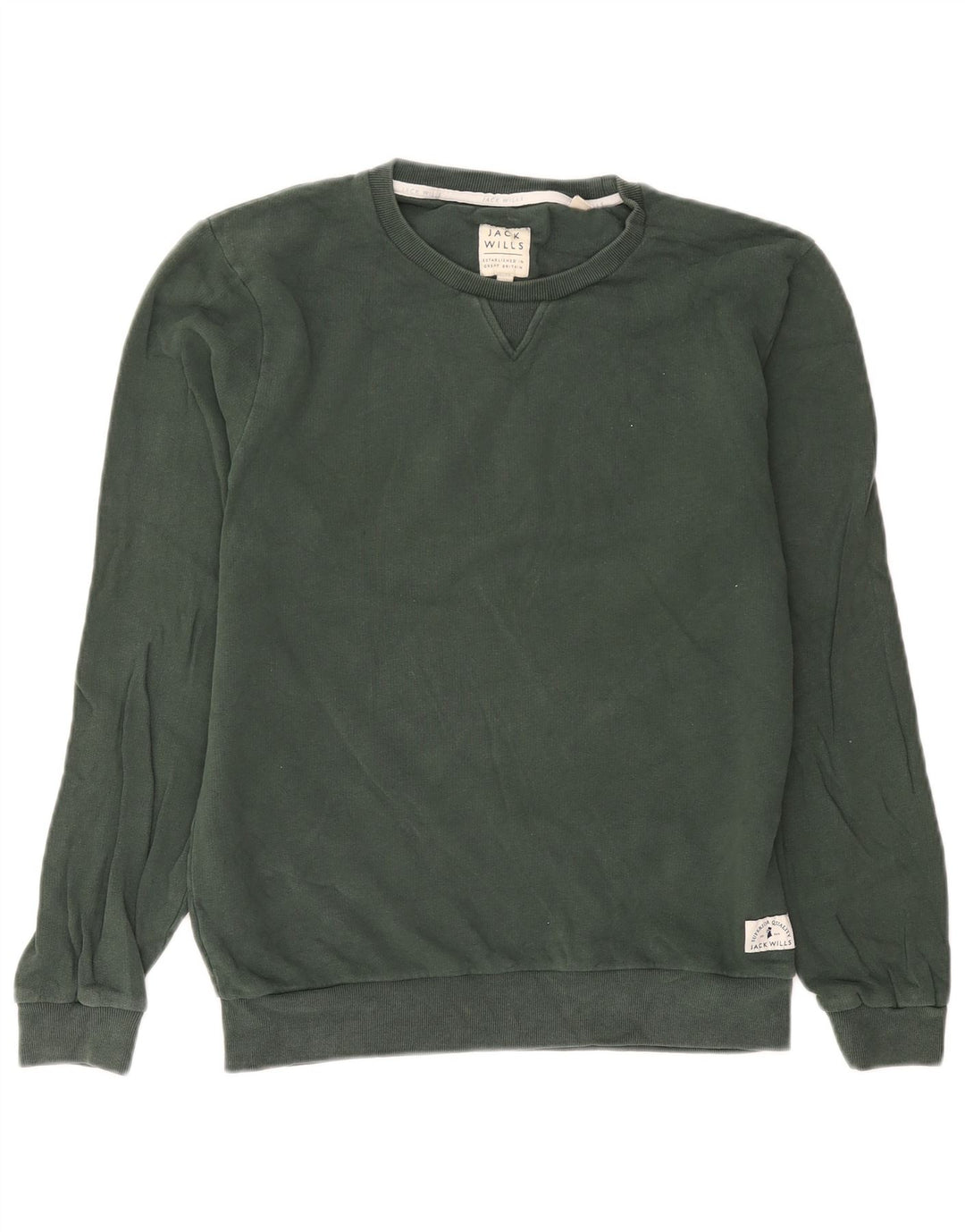 Jack Wills Herren-Sweatshirt, Pullover, Größe S, grüne Baumwolle