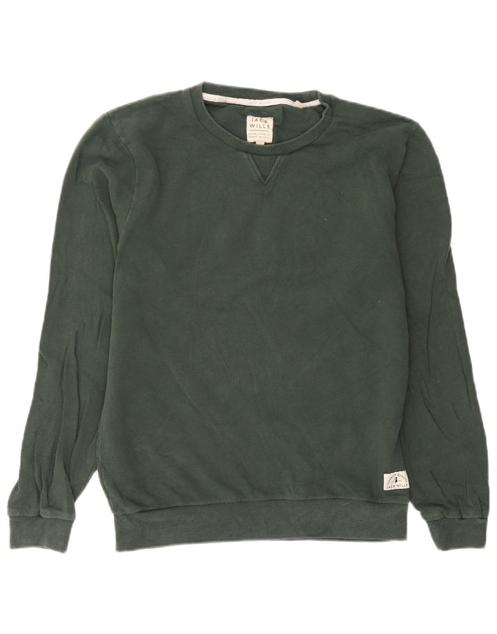 Jack Wills Herren-Sweatshirt, Pullover, Größe S, grüne Baumwolle