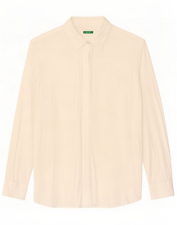 Benetton Damen-Oversize-Hemd UK 10 Small Weiße Viskose