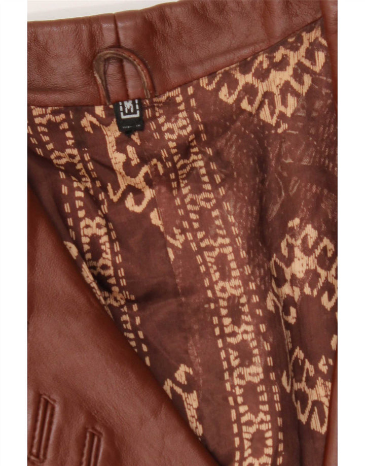 Vintage Damen Übergroßer Ledermantel UK 14 Mittelbraunes Leder