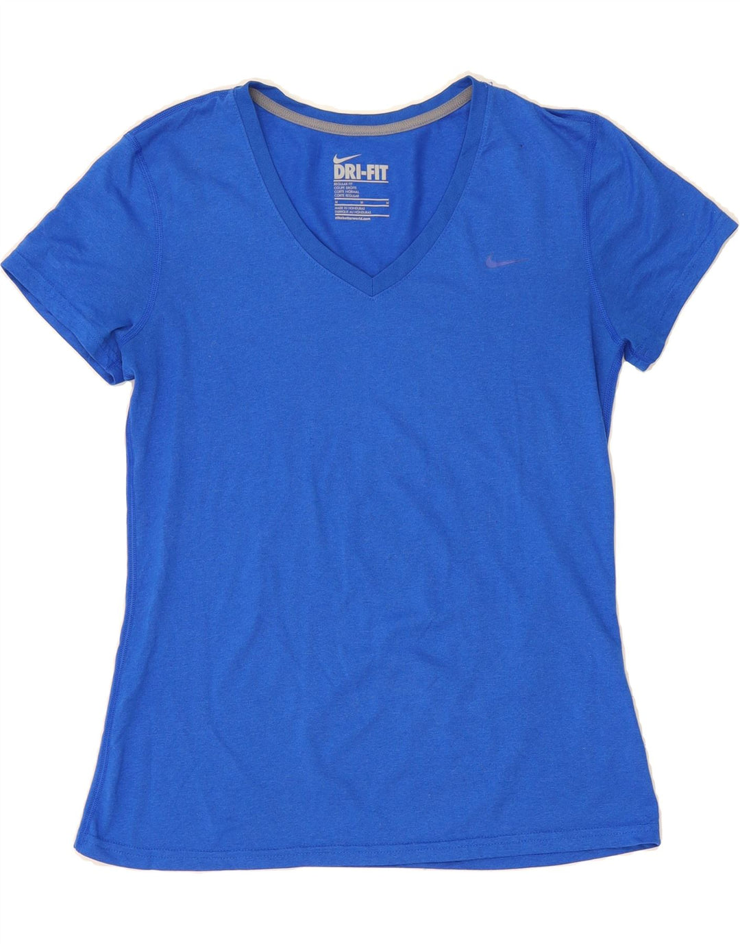 NIKE Damen Dri Fit T-Shirt mit normaler Passform, UK 12, Mittelblau, Polyester