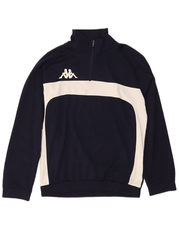KAPPA Herren-Sweatshirt mit Reißverschluss am Hals, XL, Marineblau, Farbblock-Polyester