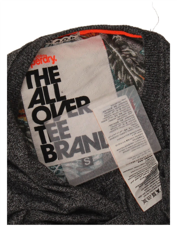 Superdry T-Shirt-Oberteil für Herren, Größe S, grau gefleckte Baumwolle