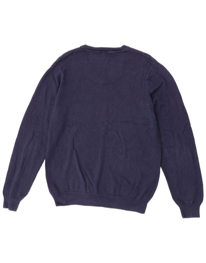 Marks & Spencer Herren-Pullover mit normaler Passform und V-Ausschnitt in mittlerem Marineblau