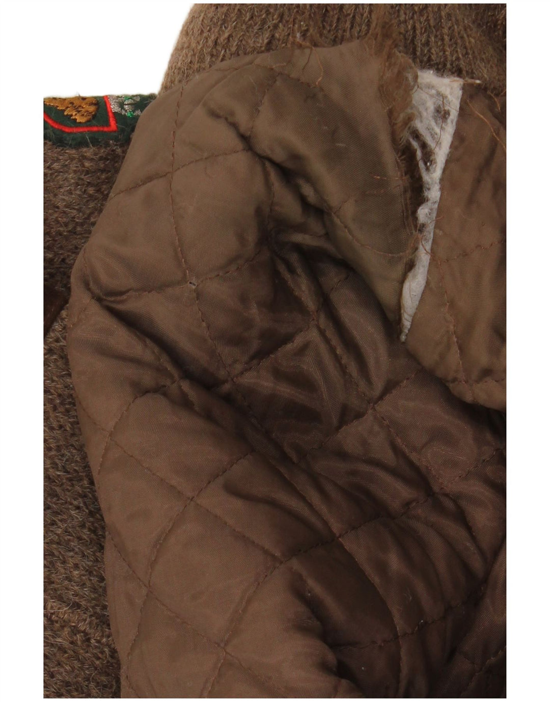 Vintage Herren-Strick-Bomberjacke, Größe 40, groß, braun, Farbblock