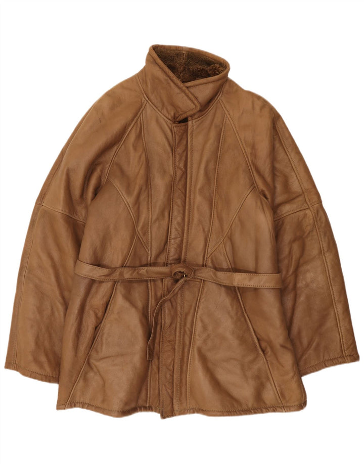 Vintage Herren Shearling Overcoat UK 38 Mittelbraun