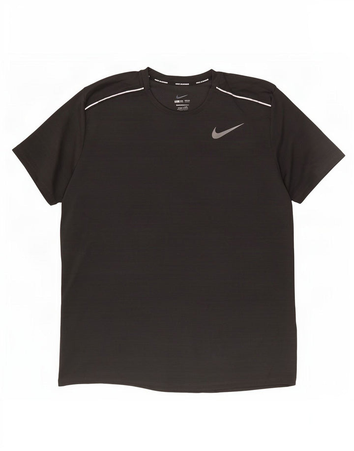 Nike Herren Dri Fit T-Shirt-Oberteil, groß, schwarz gestreift, Polyester