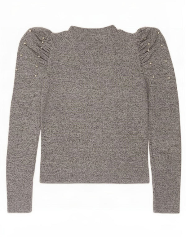 Zara Damen Top Langarm UK 12 Mittelgrau meliert