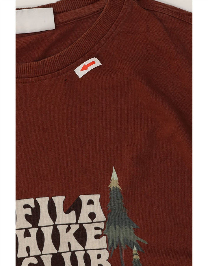Fila Herren Grafik T-Shirt Top XL Braun Baumwolle