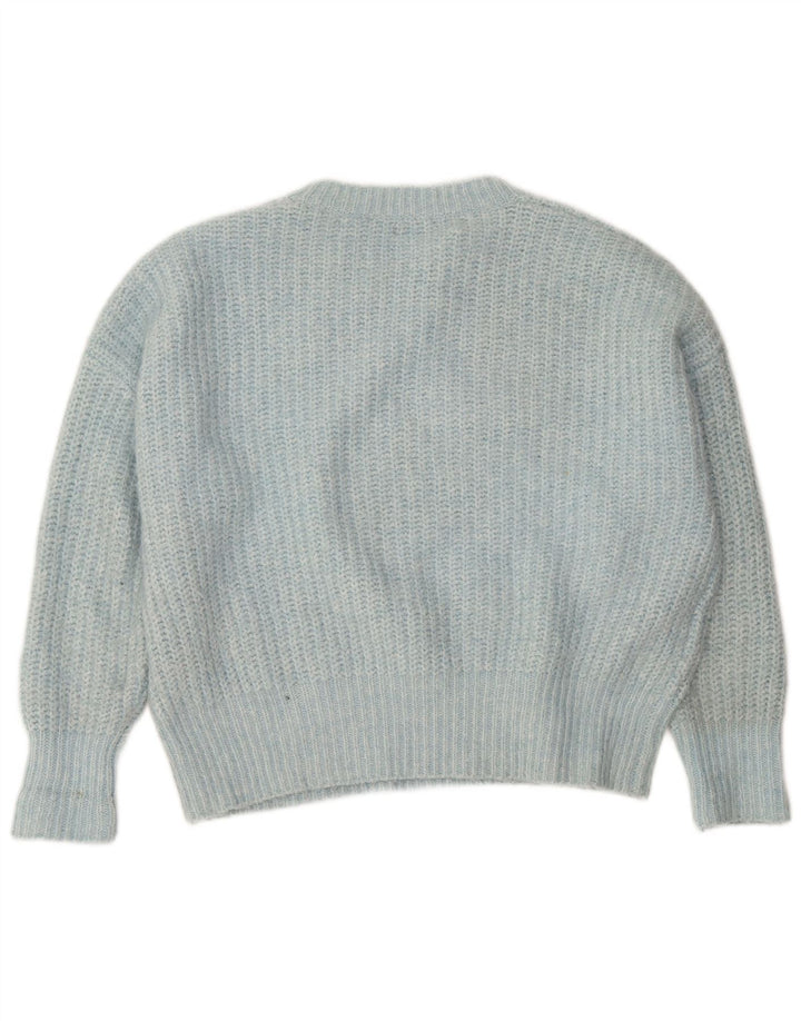 Übergroßer Damen-Pullover mit U-Boot-Ausschnitt von Zara, UK 14, Mittelblau, Polyester