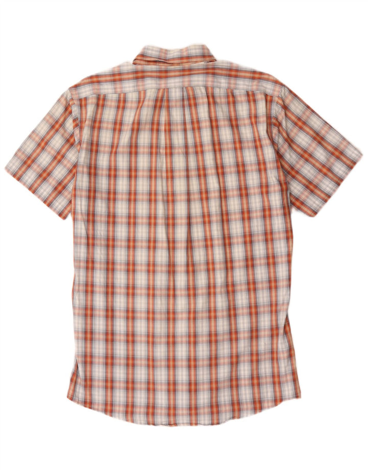 Eddie Bauer Herren-Hemd, kurzärmelig, klassische Passform, klein, orange kariert, Baumwolle