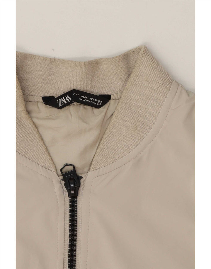 Zara Herren Bomberjacke UK 40 Large Graues Polyethylen