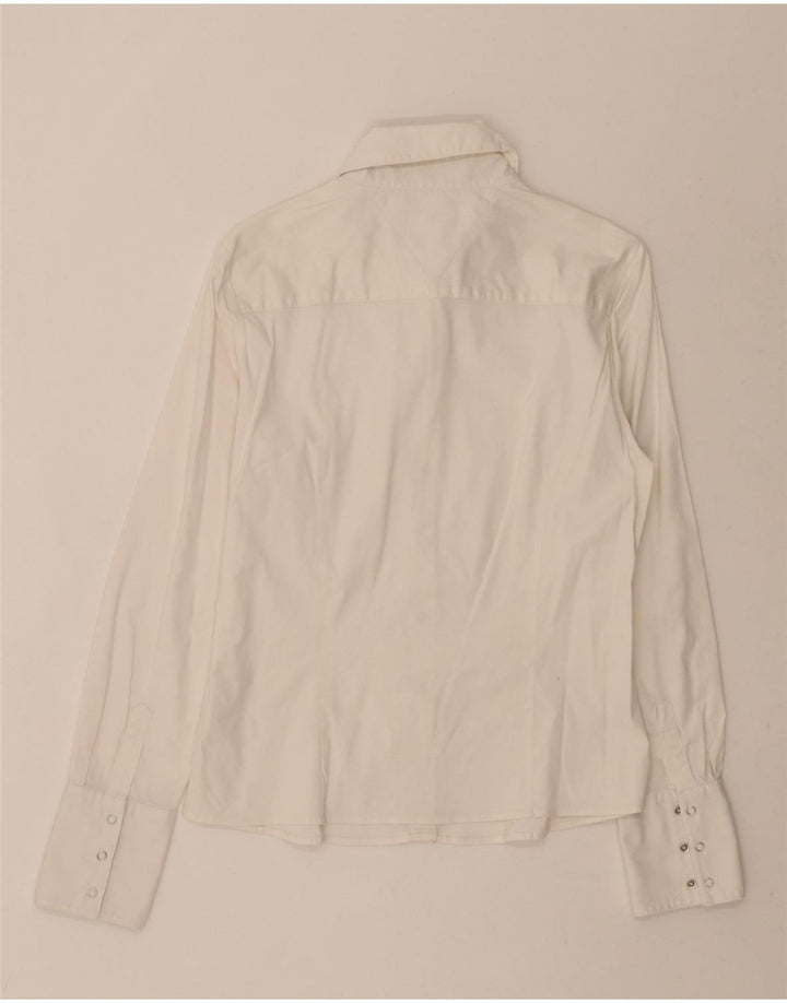 TOMMY HILFIGER Womens Shirt US 6 Medium White Cotton Vintage Tommy Hilfiger and Second-Hand Tommy Hilfiger from Messina Hembry 