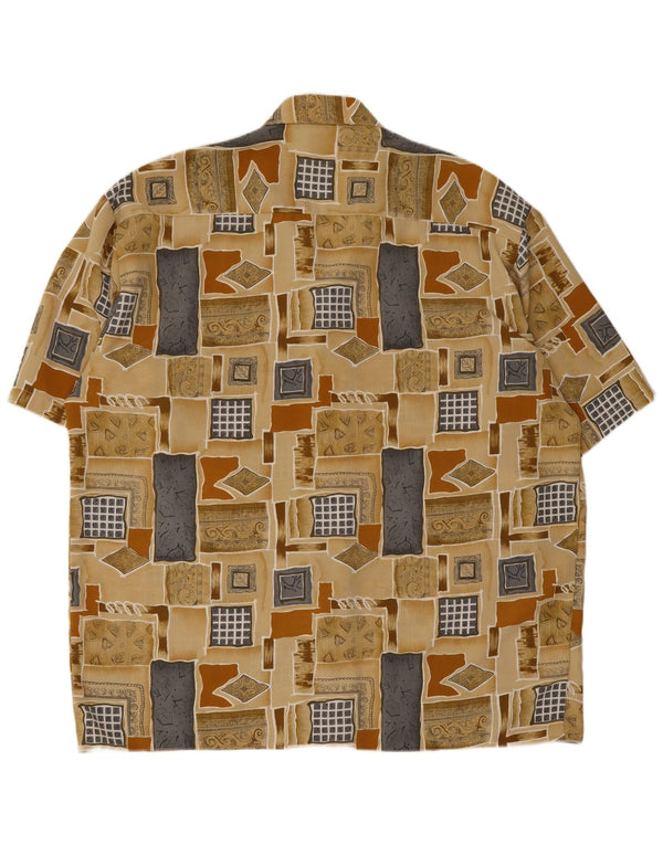 Vintage Herren Kurzarmshirt Größe 45 XL Beige Patchwork