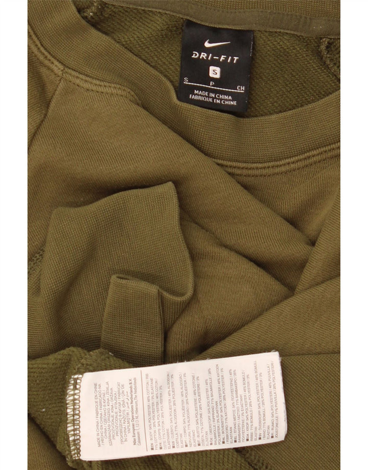 Nike Womens Crop Oversized Sweatshirt Pullover UK 10 Small Khaki Polyester