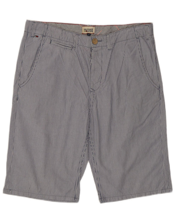 Tommy Hilfiger Mens Chino Shorts W31 Medium Blue Pinstripe Cotton