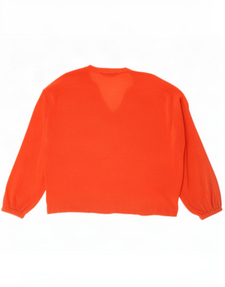 Zara Damen-Pullover mit V-Ausschnitt, übergroß, Gr. 16, Orange