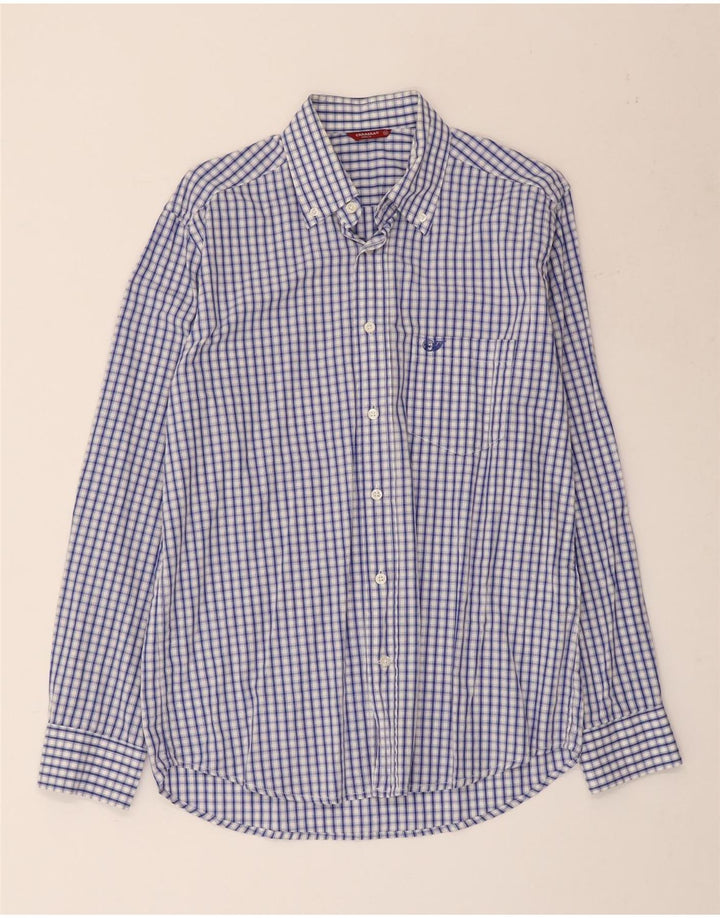 Carrera Herrenhemd aus mittelblauer Gingham-Baumwolle