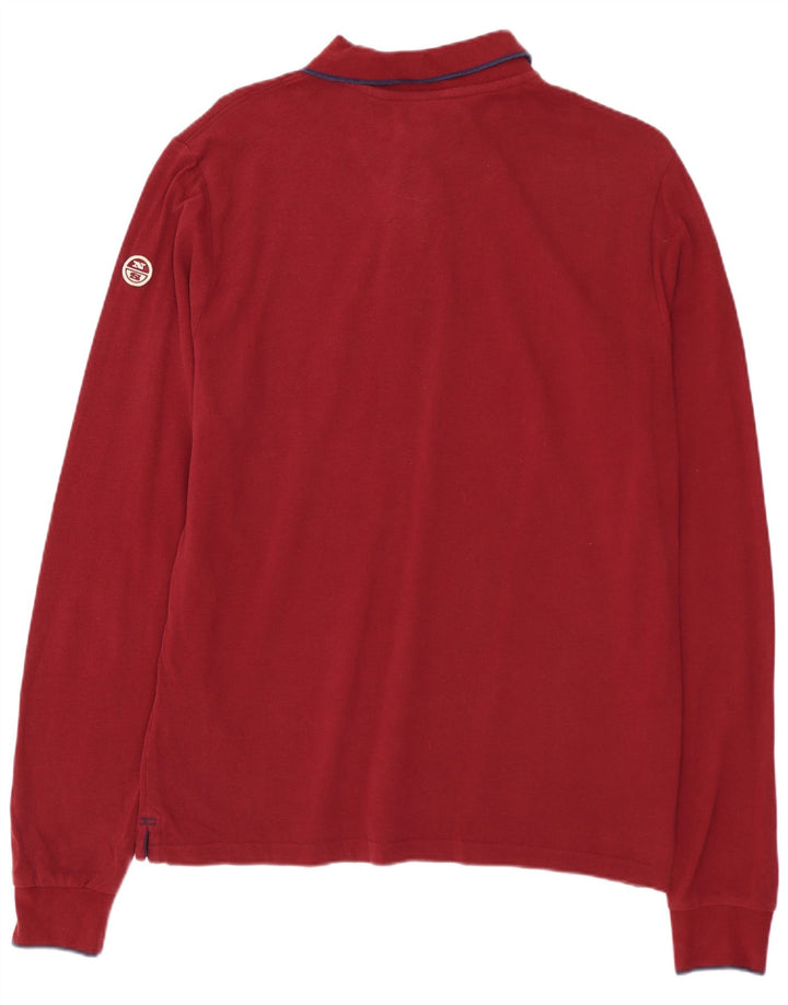 NORTH SAILS Herren-Langarm-Poloshirt, Größe S, Rot