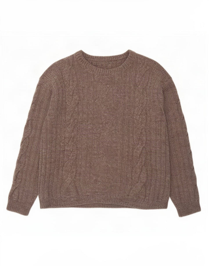 Vintage Damen Pullover mit Rundhalsausschnitt UK 14 Mittelgrau