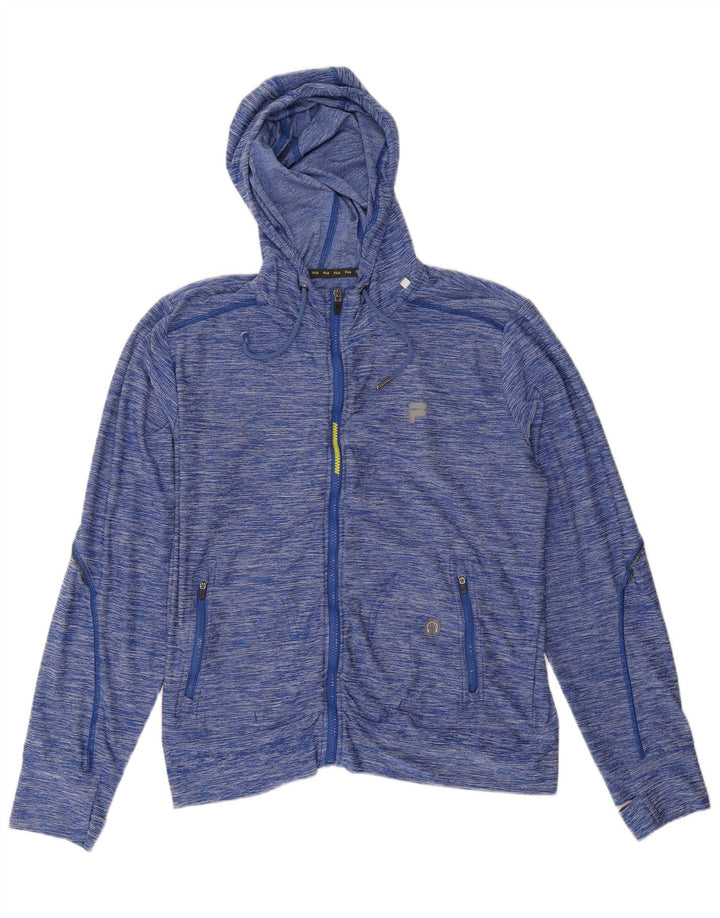 Fila Herren-Kapuzenpullover mit Reißverschluss, mittleres marineblau meliertes Polyester